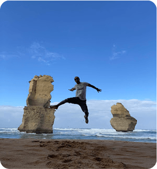 Jumping at the beach