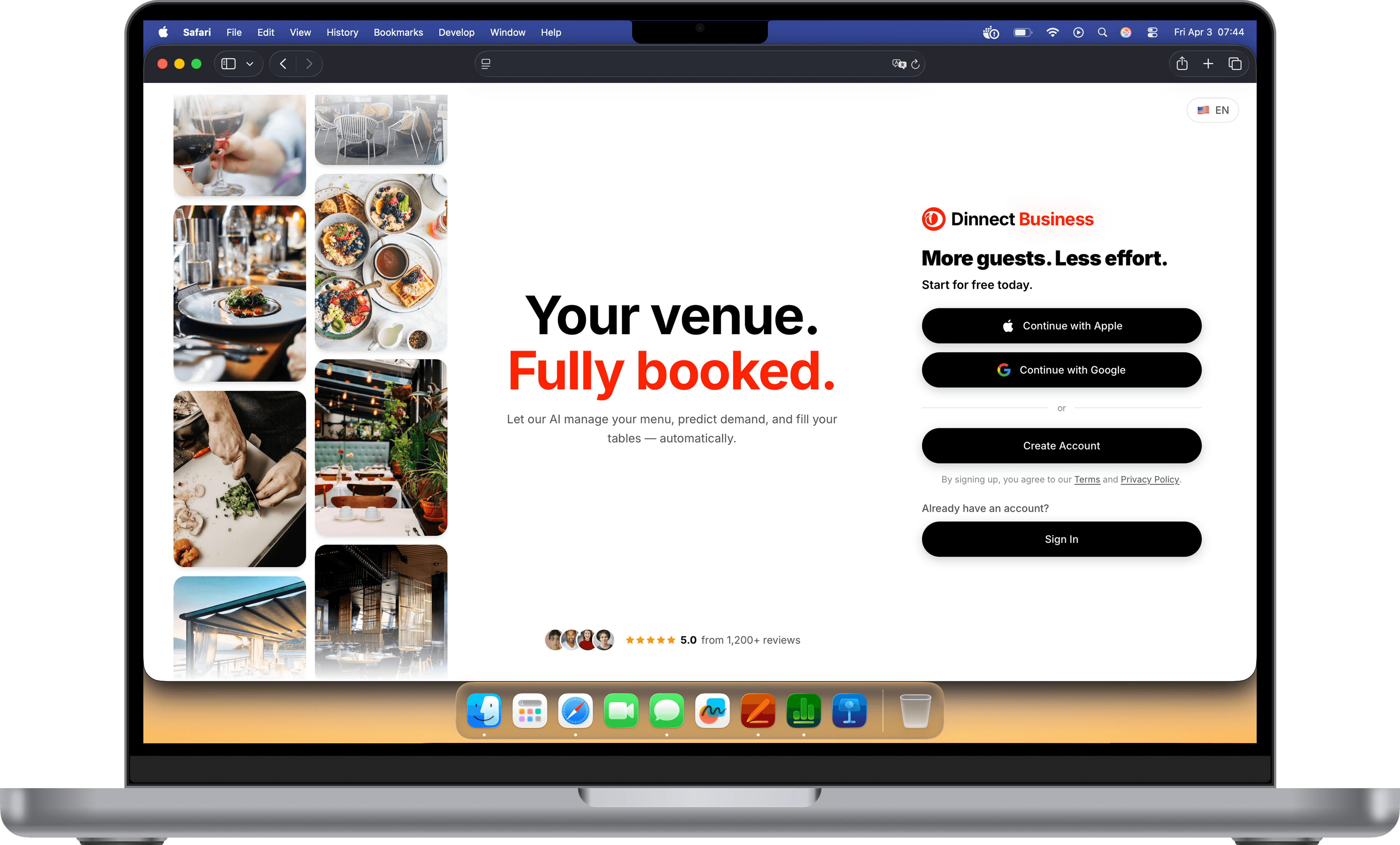 Dinnect Business — Desktop